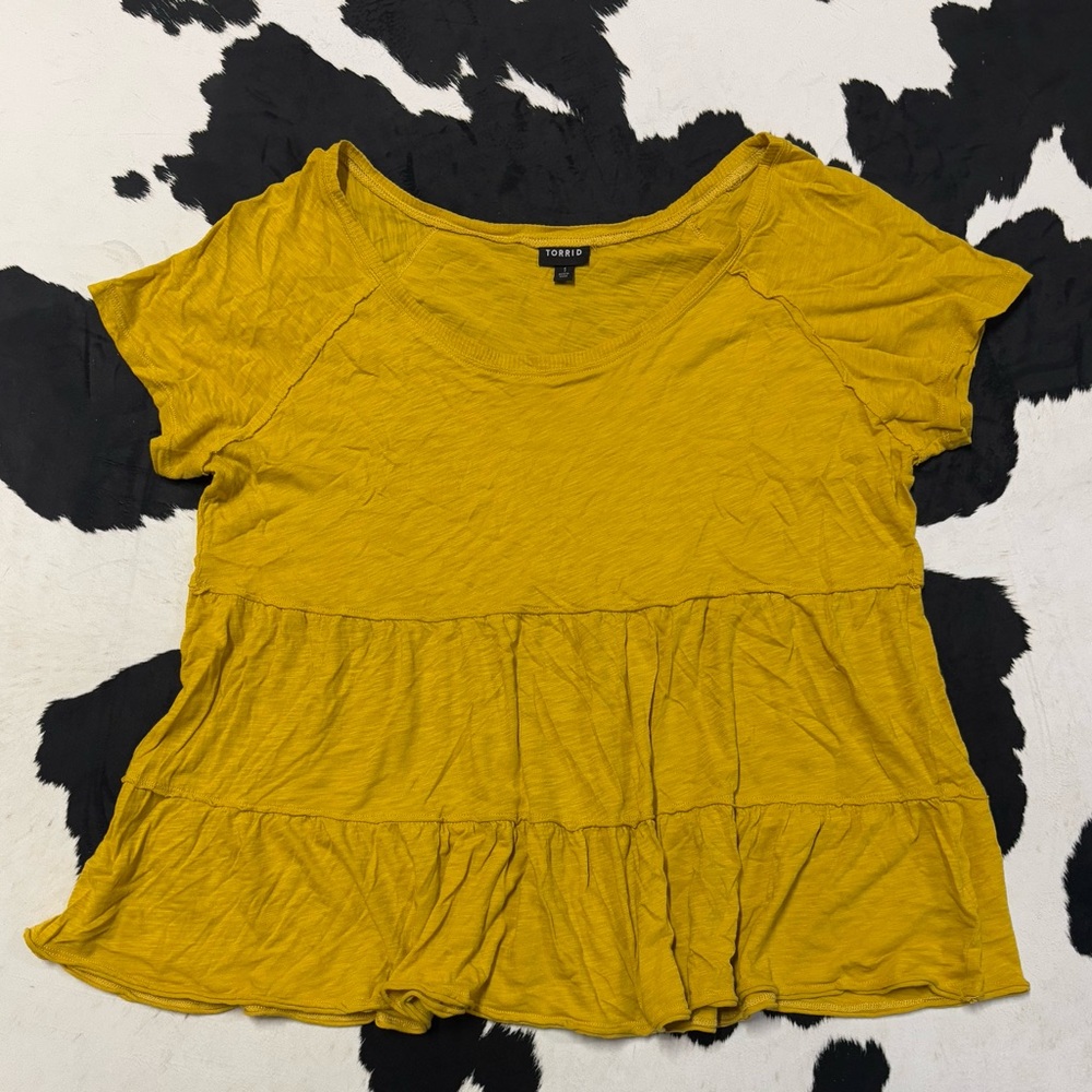 Torrid Mustard Yellow Tiered Top